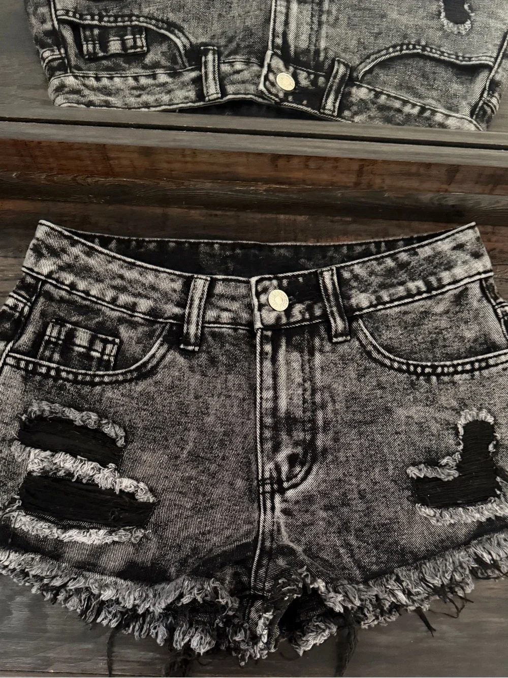 Black Denim Shorts
